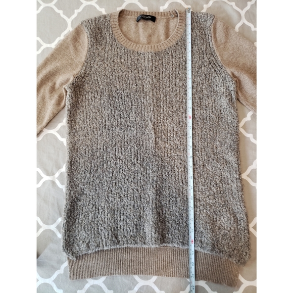 *Christopher Fischer Gray and Tan Cashmere Blend Sweater Women's Size Large - Picture 7 of 9